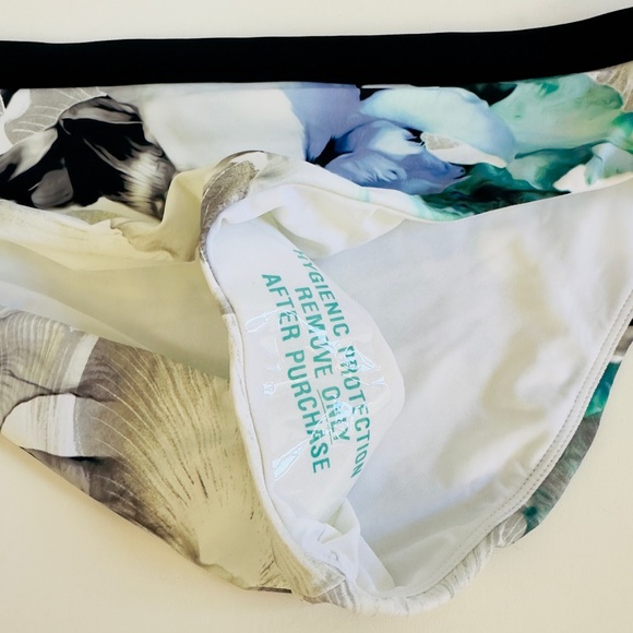 CALIA Ocean Iris Low Rise Bikini Bottom with Black Waistband Fully Lined NWOT - Picture 2 of 8